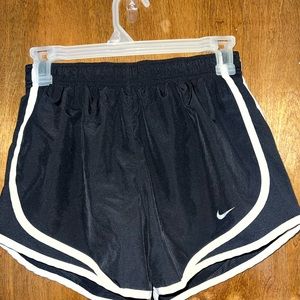 NIKE DRI-FIT RUNNING SHORTS Built In Brief Black W/white Stripe